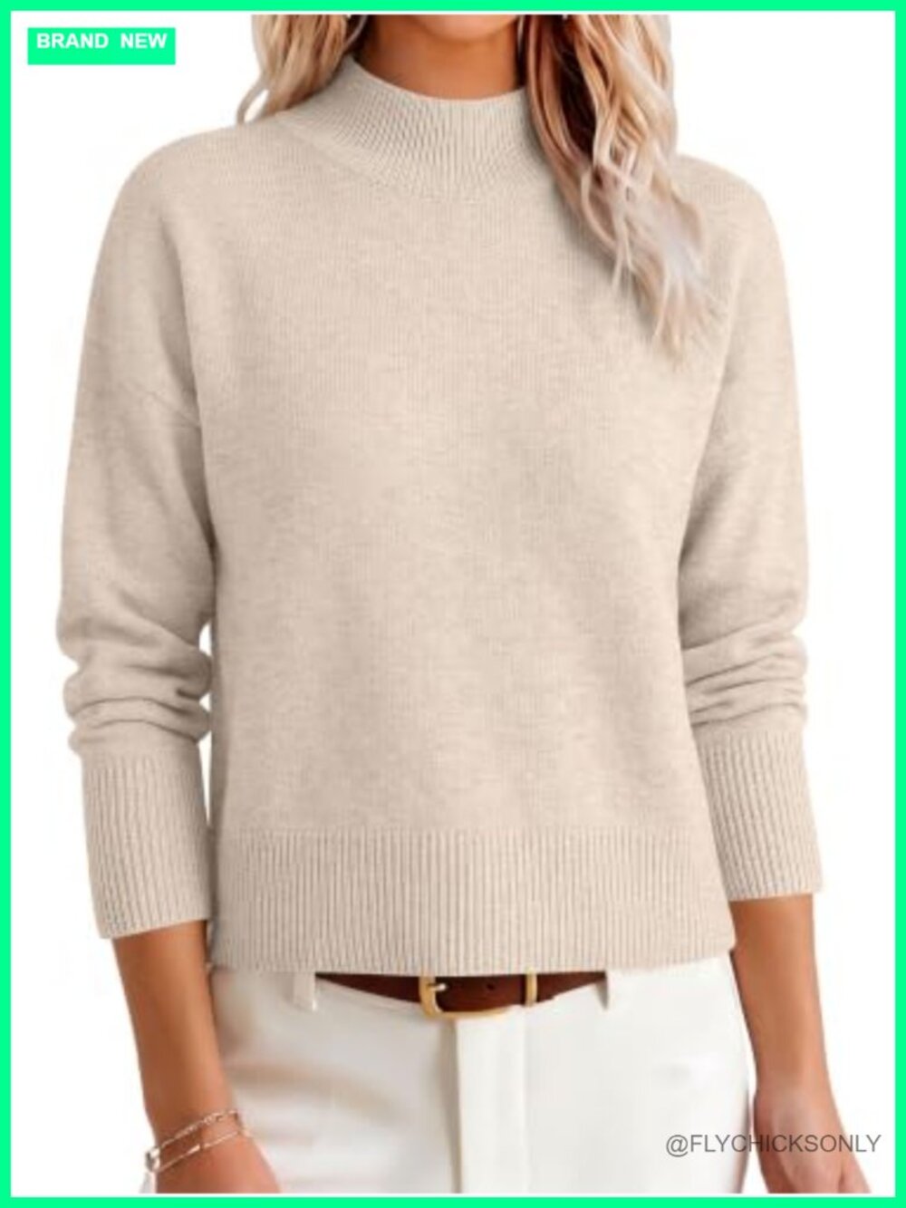 Womens Long Sleeve Mock Neck Cropped Pullover Sweater Lightweight Knit
